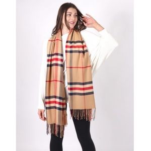 Cherie Bliss Plaid Cashmere Feeling Scarf NWT